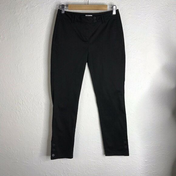 J. Jill Live in Chino Black Pants Button Bottom Detail Size 2 - Picture 1 of 12